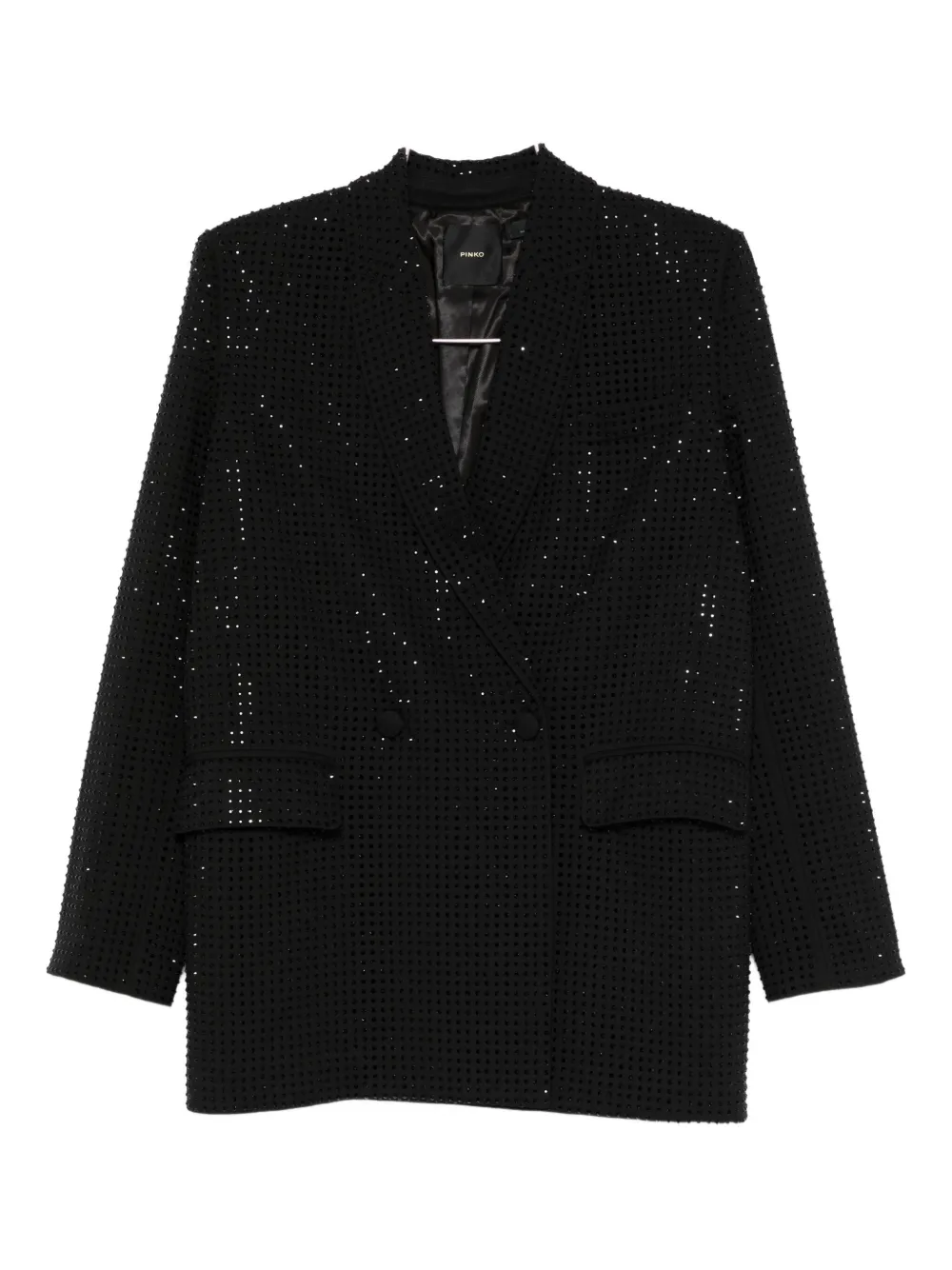 Pinko Double-breasted Embellished Blazer In Black