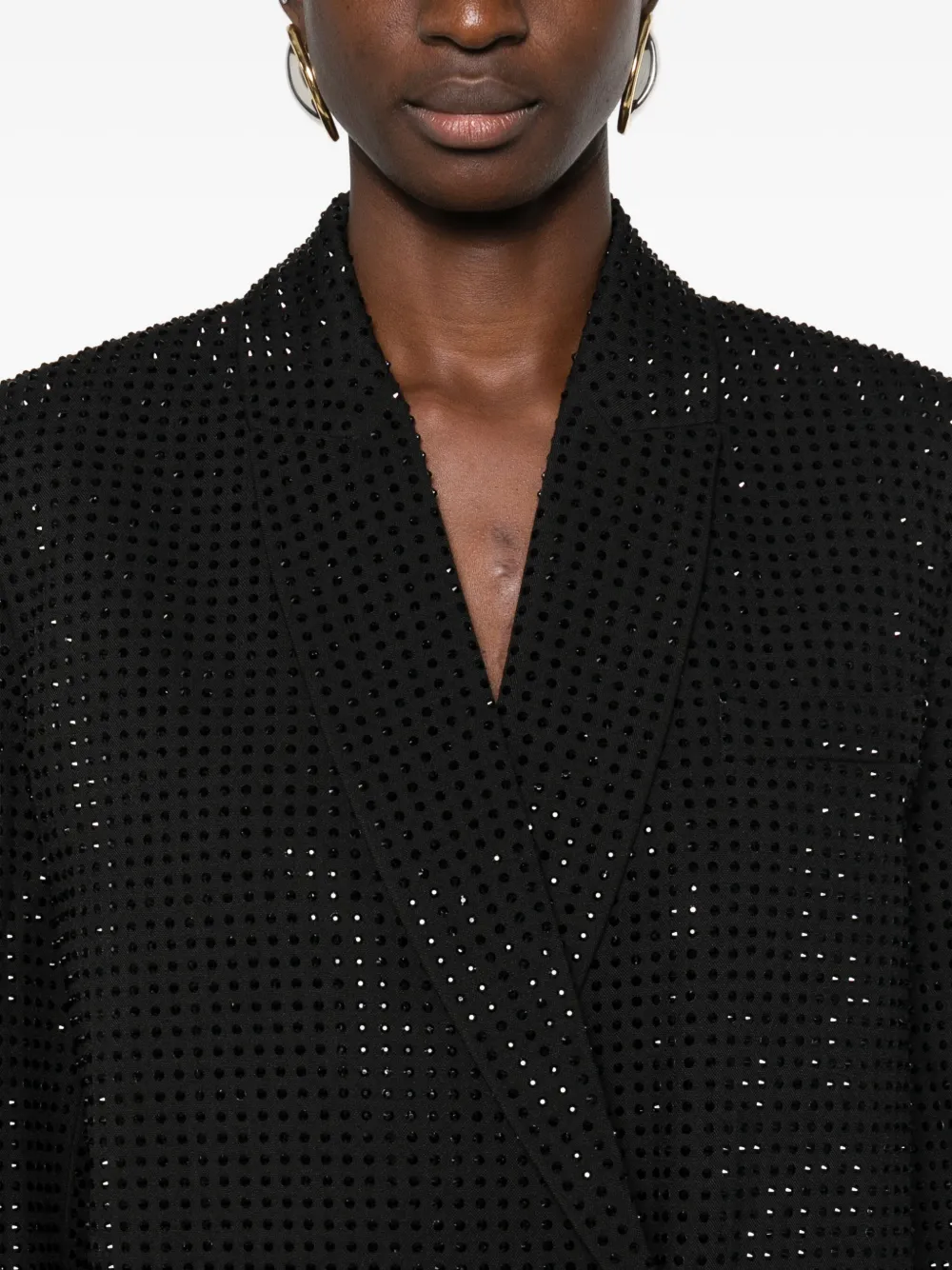 Pinko Double-breasted Embellished Blazer In Black
