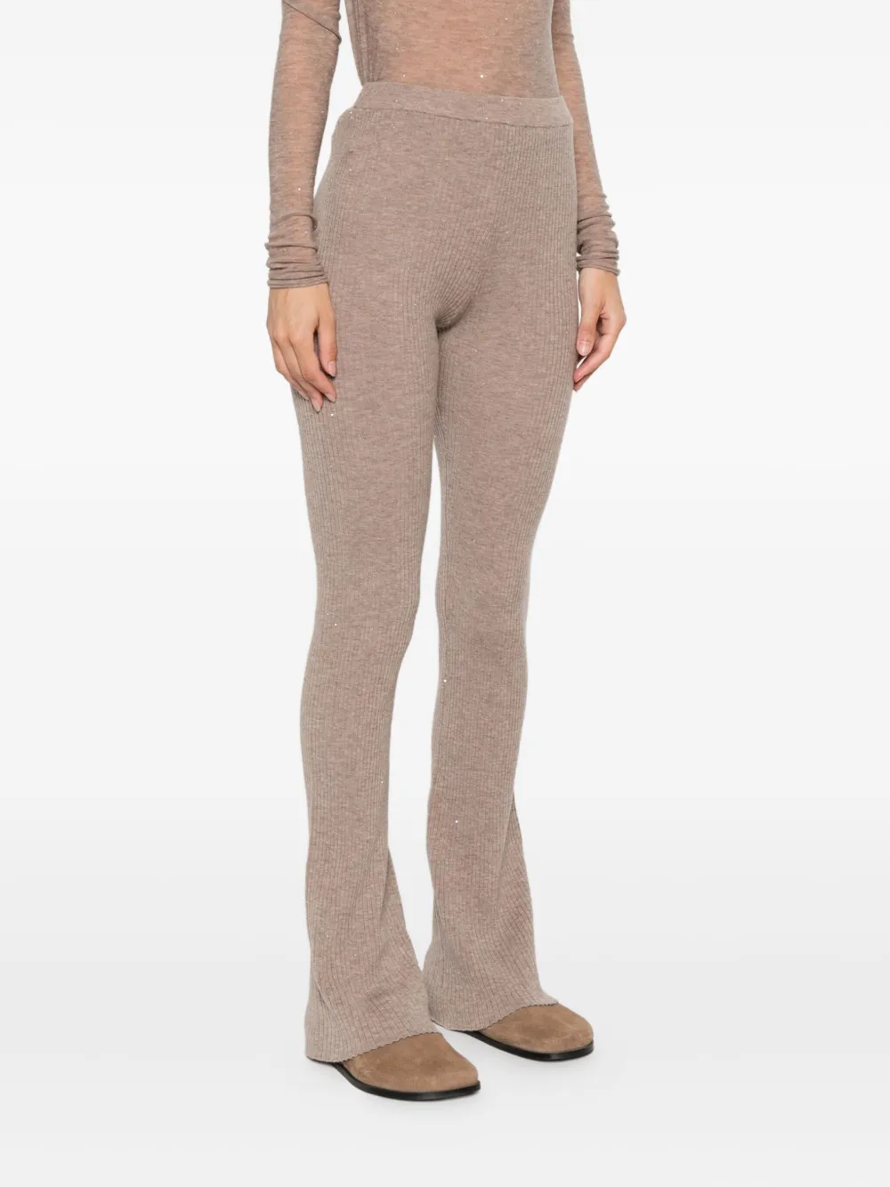 Pinko Ribbed Flared Trousers In White