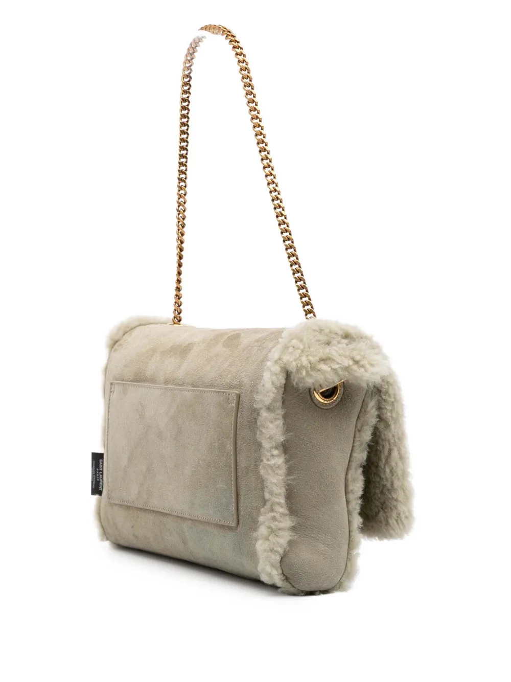 Pre-owned Saint Laurent 2022 Medium Shearling Monogram Kate Reversible Shoulder Bag In Gray