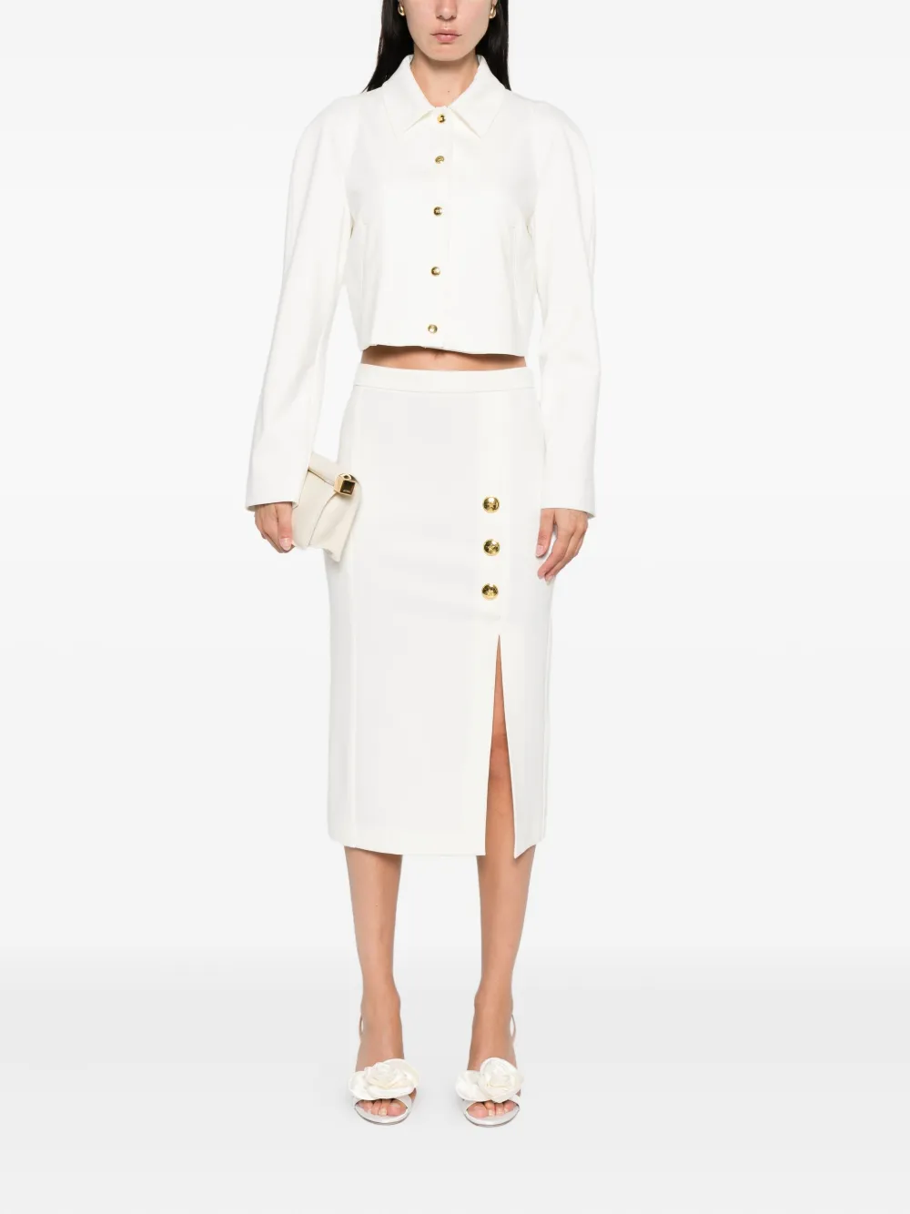 PINKO Cropped jack met knopen Wit