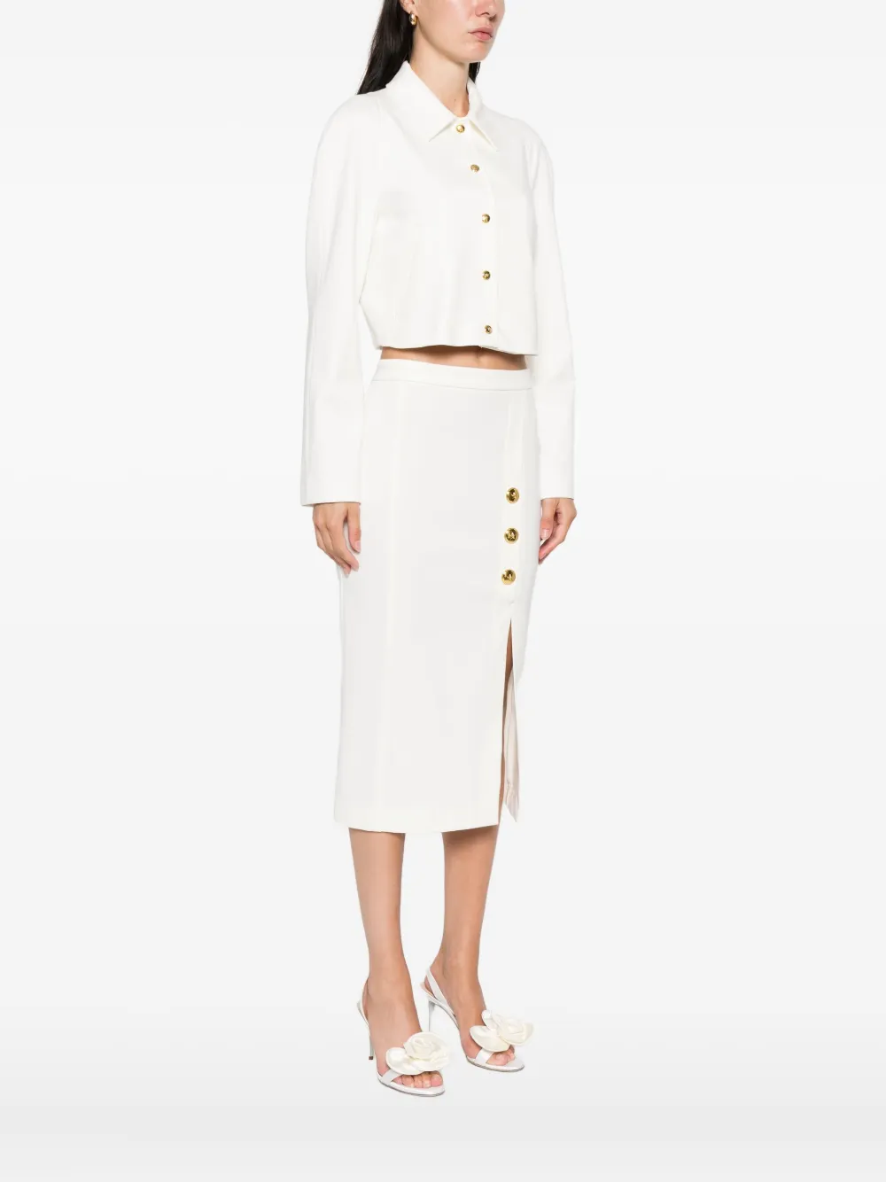 PINKO Cropped jack met knopen Wit