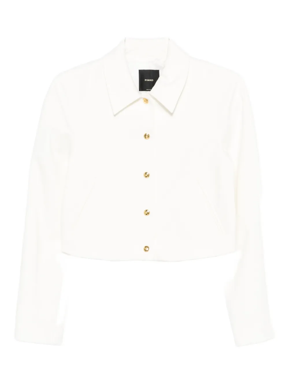 Pinko Cropped Buttoned Jacket In White