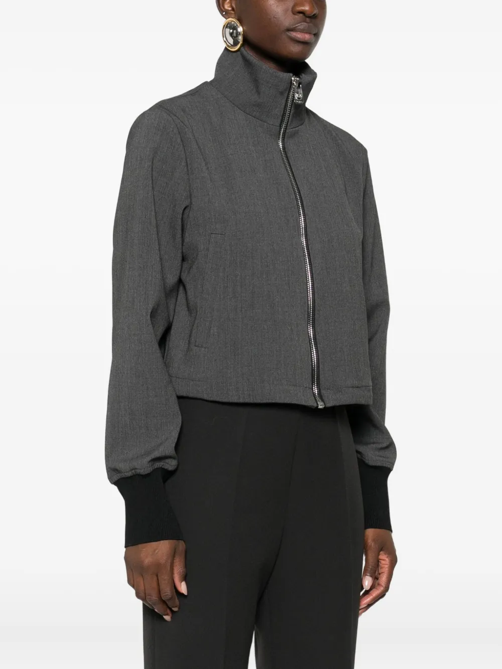 Pinko Cropped Bomber Jacket In Gray