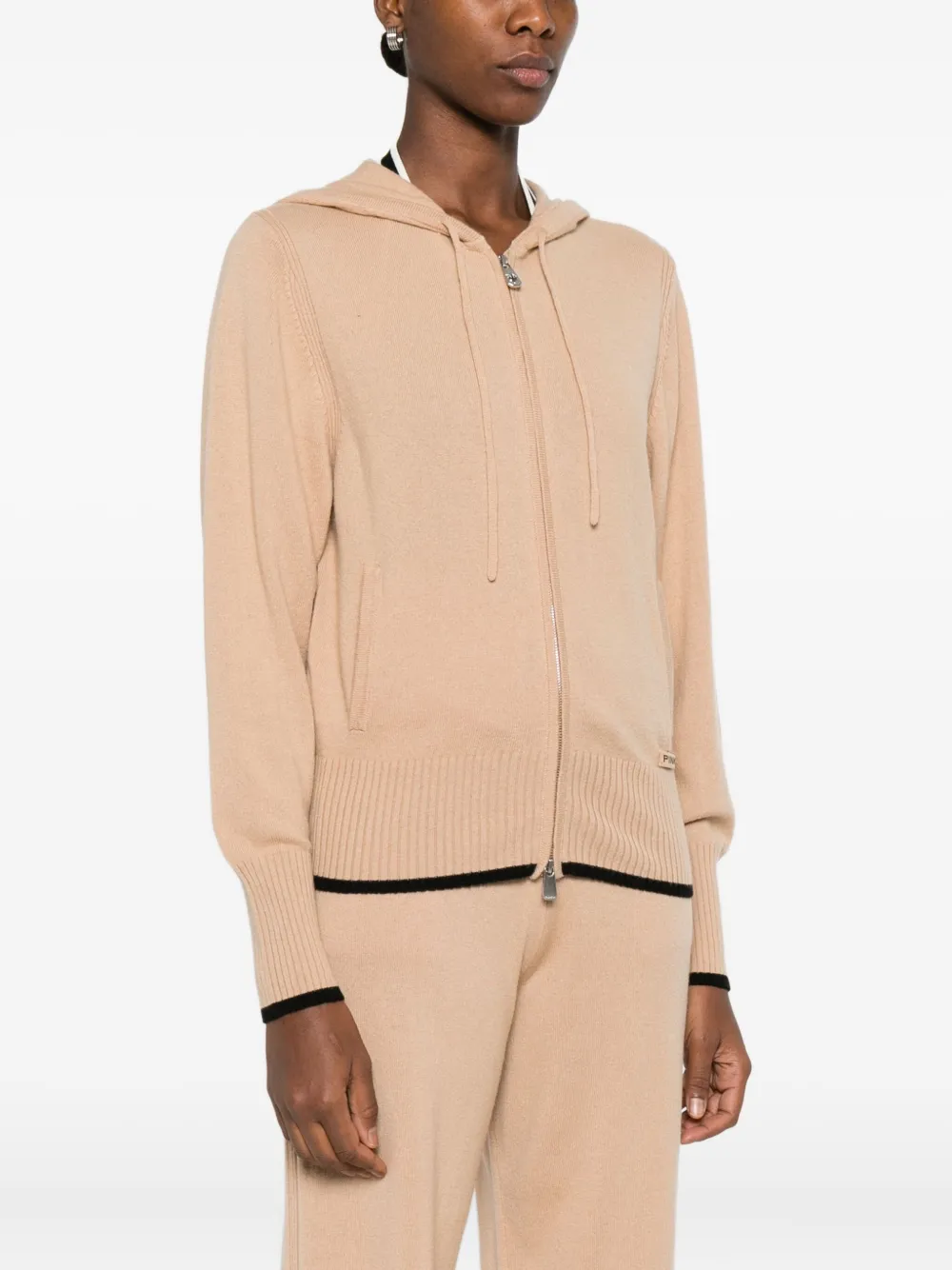 PINKO Gebreide hoodie met rits Beige