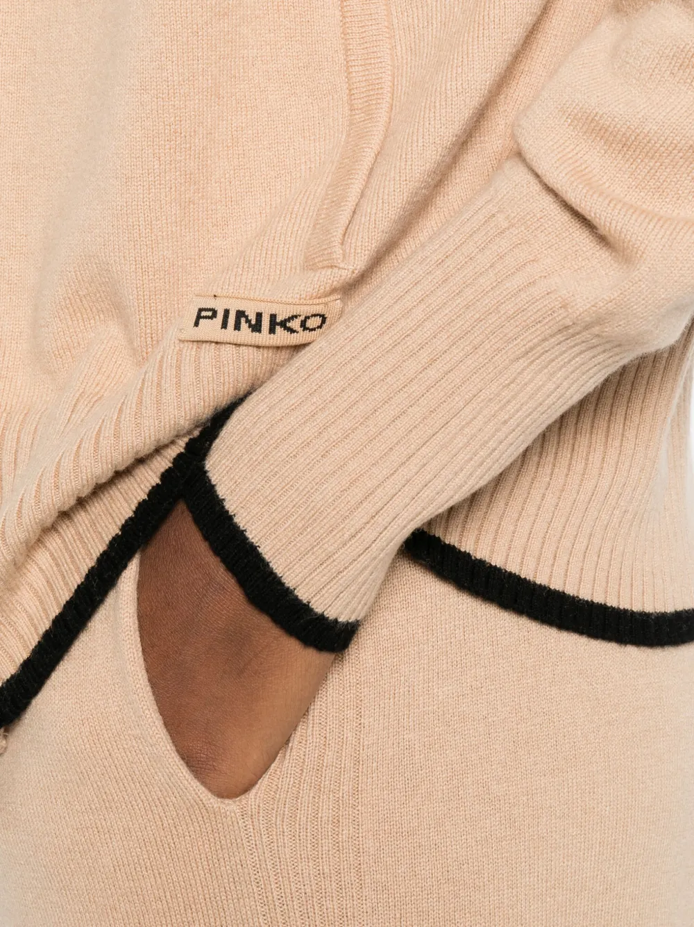 PINKO Gebreide hoodie met rits Beige