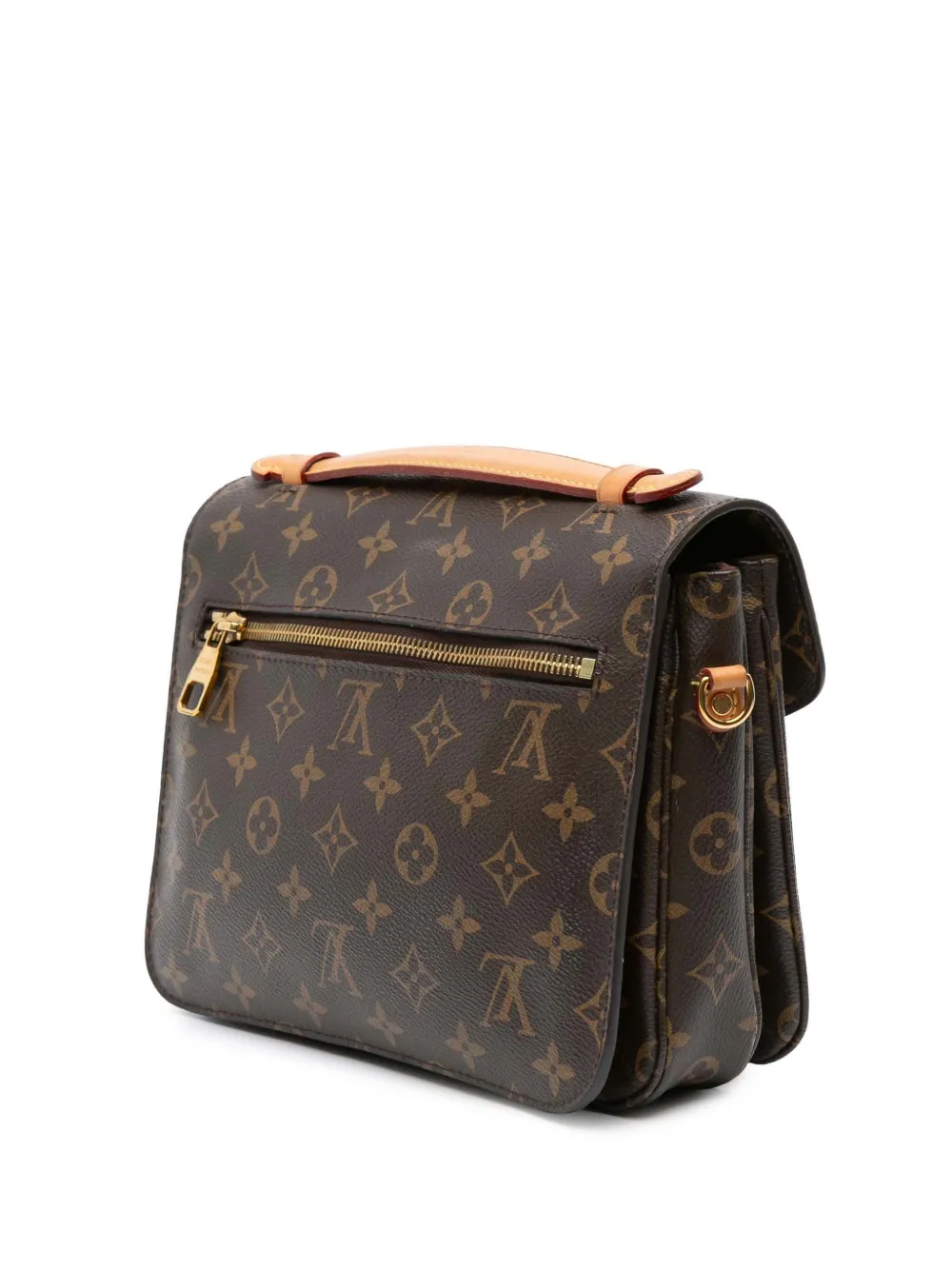 Pre-owned Louis Vuitton 2018 Monogram Pochette Metis Satchel In Brown