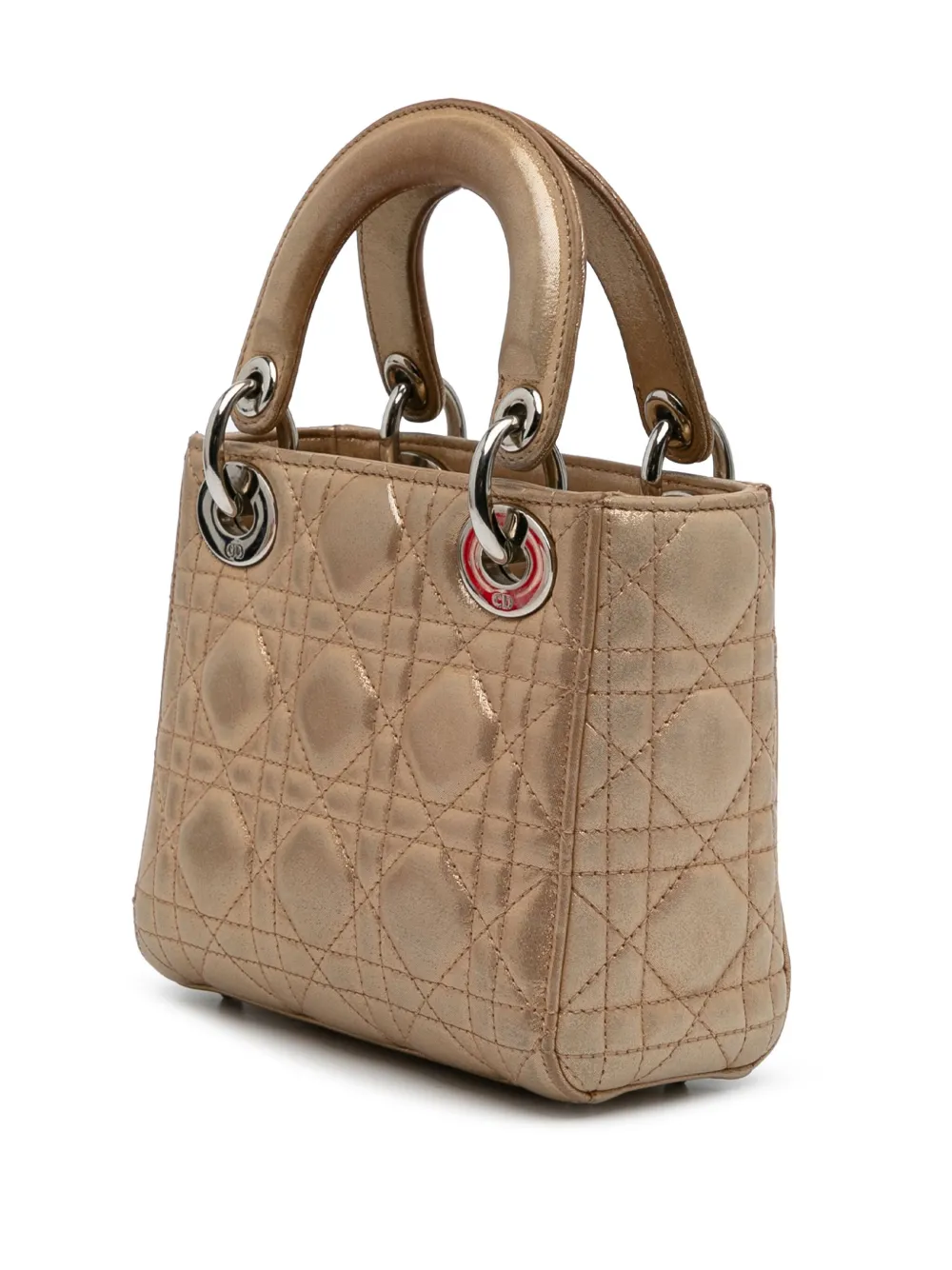 Pre-owned Dior 2016 Mini Iridescent Lambskin Cannage Lady Satchel