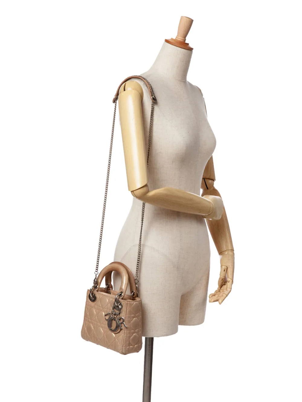 Pre-owned Dior 2016 Mini Iridescent Lambskin Cannage Lady Satchel