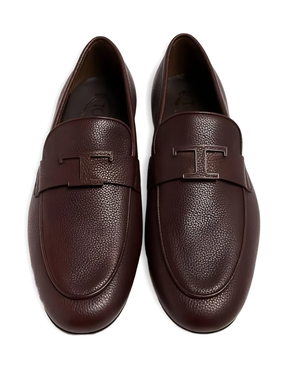 Tod's leather T-logo loafers Brown