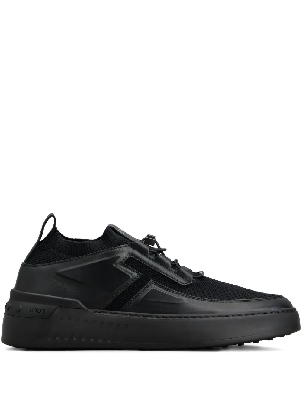 Tod's knitted-detail leather low-top sneakers Black