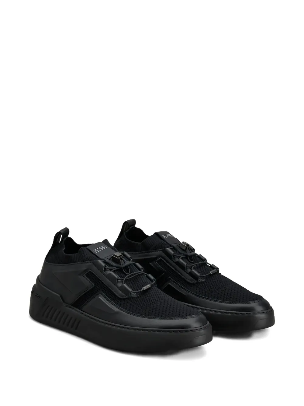 Tod's knitted-detail leather low-top sneakers Black