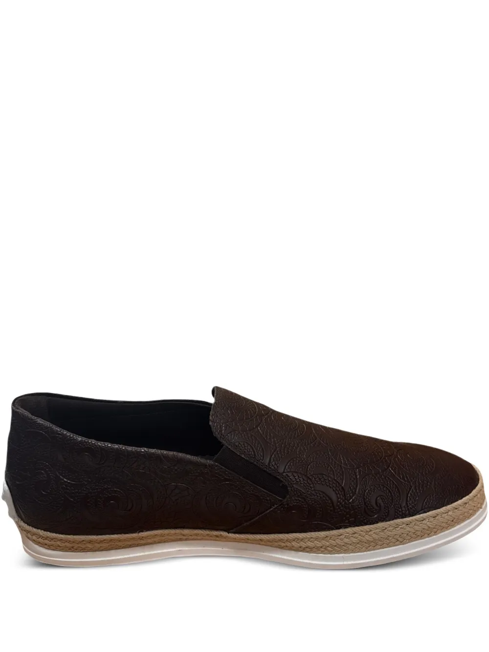 Tod's embossed-leather loafers Brown