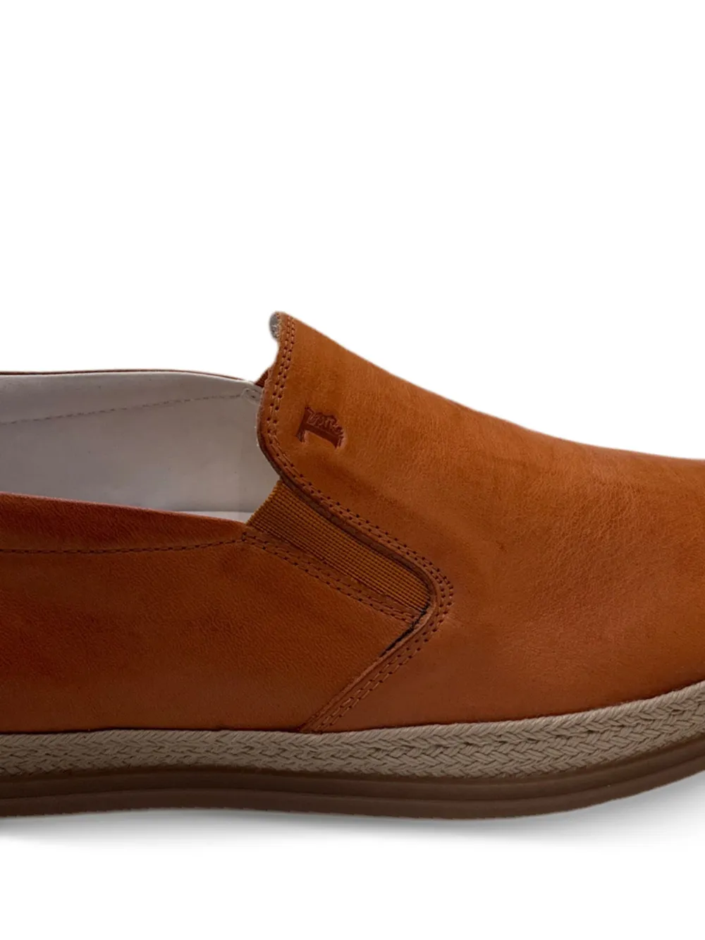 Tod's leather rope-trimmed loafers Orange
