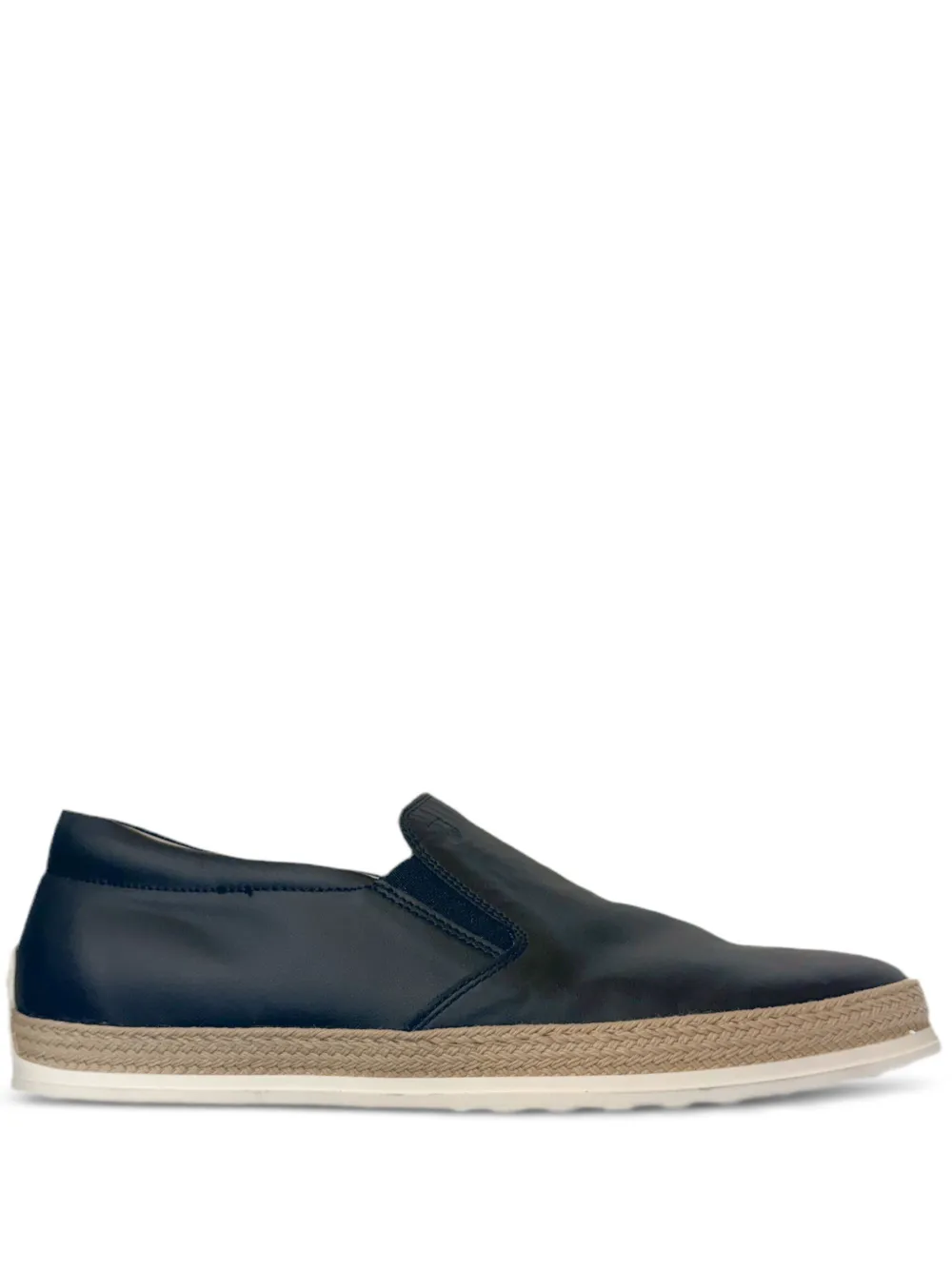 Tod's raffia-trimmed leather loafers Black