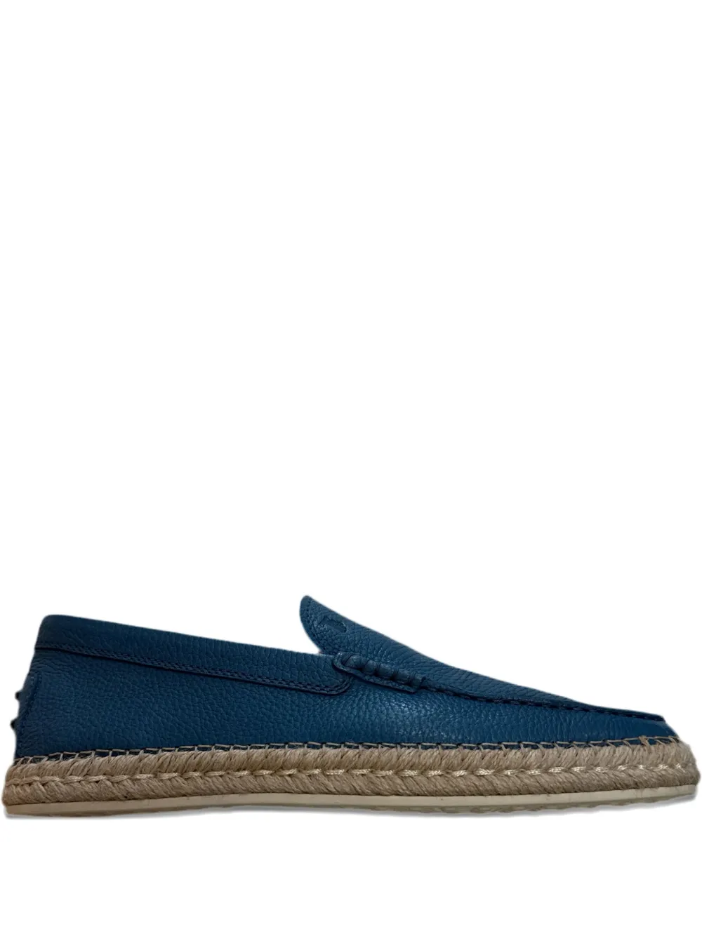 Tod's Leren loafers met raffia plateauzool Blauw