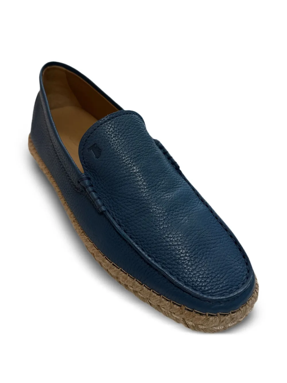 Tod's Leren loafers met raffia plateauzool Blauw