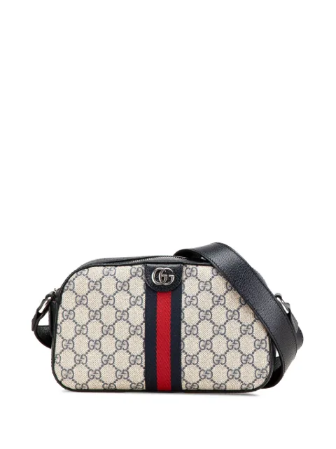 Gucci Pre-Owned 2016-2025 Small GG Supreme Textured Dollar Calfskin Web Ophidia Camera Bag crossbody bag
