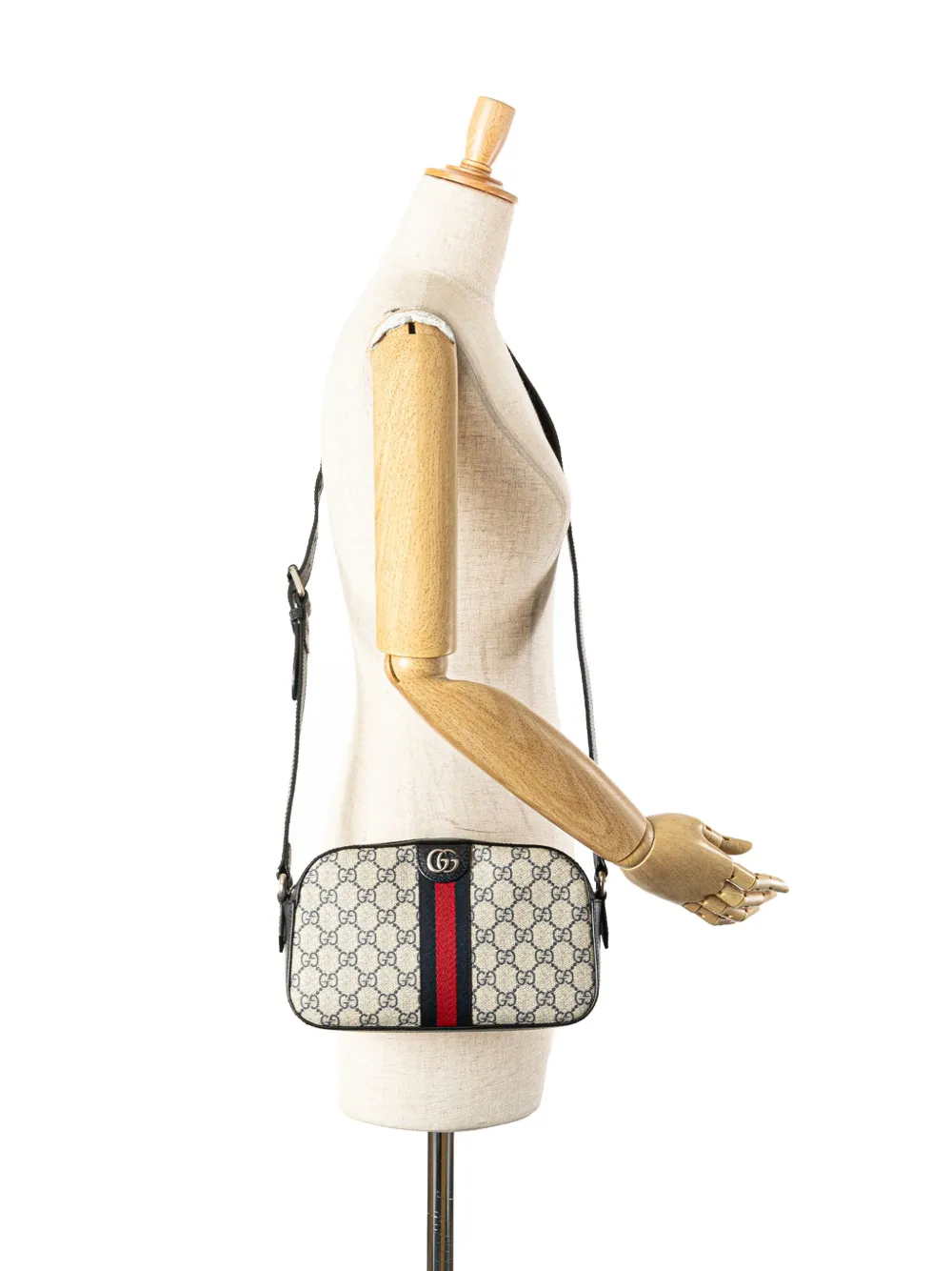 Gucci Pre-Owned Borsa a tracolla Ophidia piccola in pelle di vitello Dollar e tessuto GG Supreme zigrinato con decorazione Web 2016-2025 | Pre-owned | Image 2