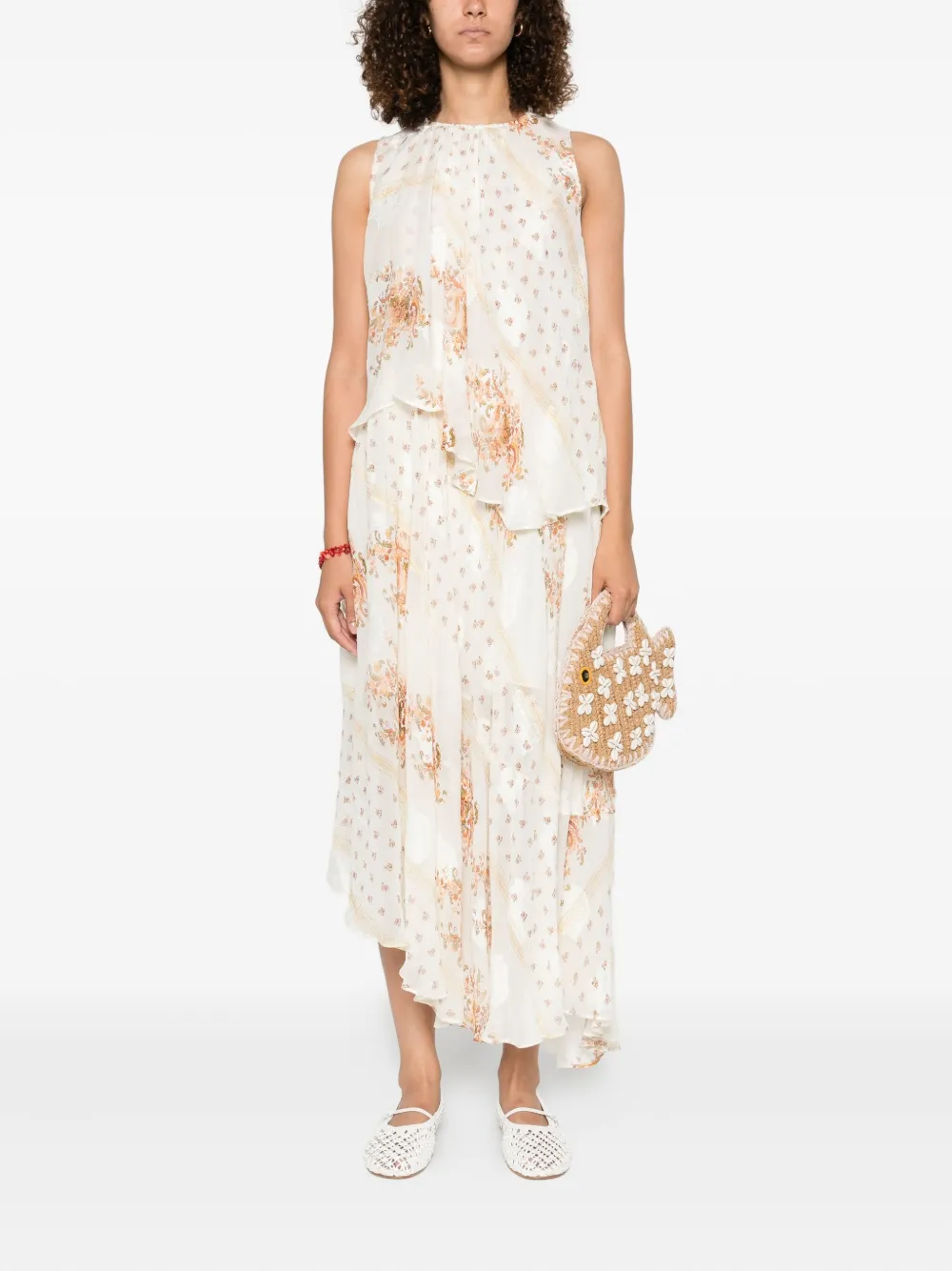Ulla Johnson floral-print layered dress Beige