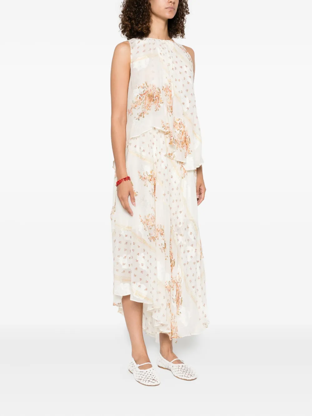 Ulla Johnson floral-print layered dress Beige