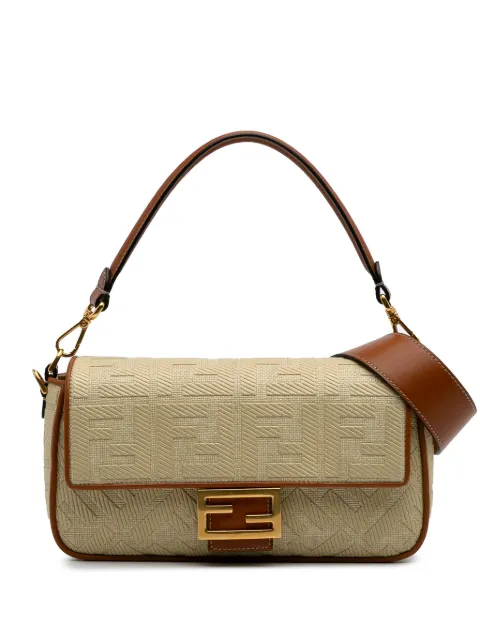 Fendi Pre-Owned 2010-2024 Zucca Embroidered Canvas Baguette satchel