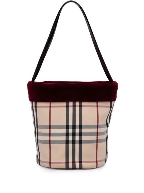 Burberry Pre-Owned 2000-2017 Velvet Trimmed House Check Canvas bucket bag