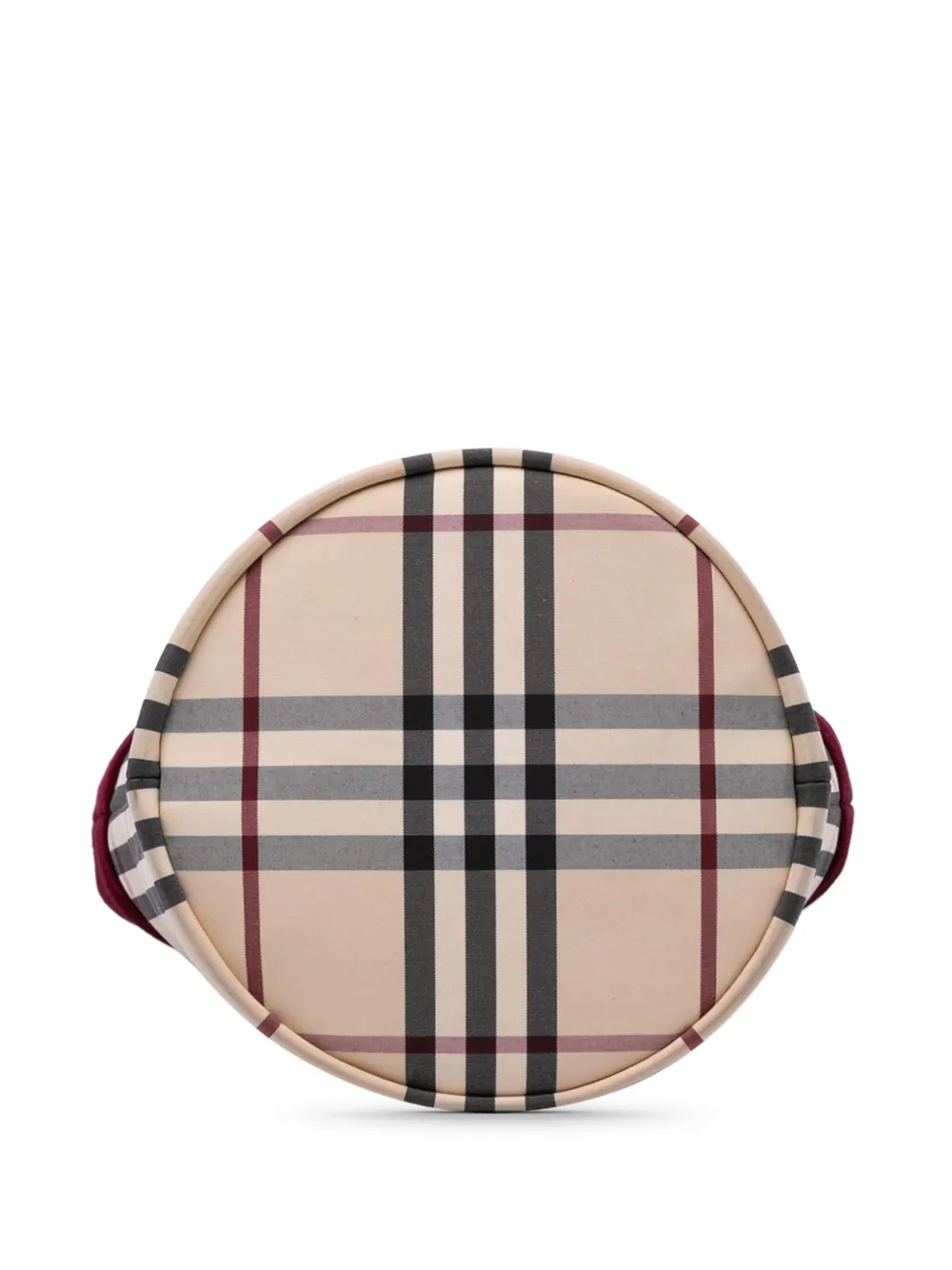 Pre-owned Burberry 2000-2017 Velvet Trimmed House Check Canvas Bucket Bag In Brown