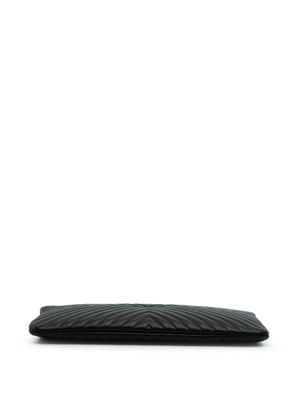 Pre-owned Chanel 2019 Large Diagonal Chevron Calfskin Tassel O Case Clutch Bag