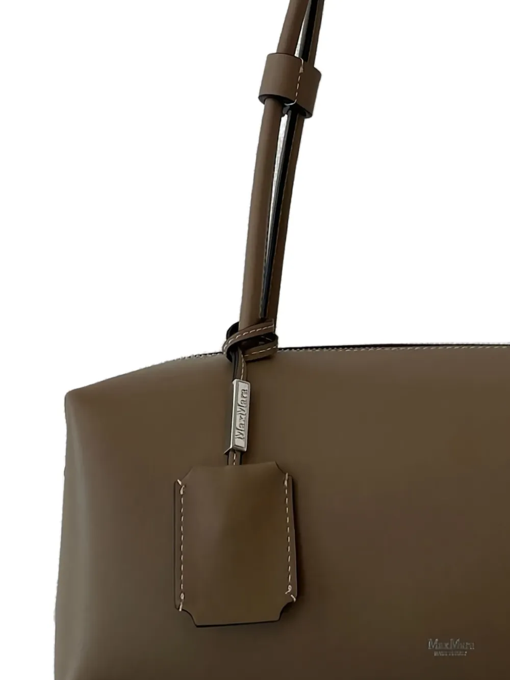 Max Mara Leren schoudertas met handgreep - Bruin