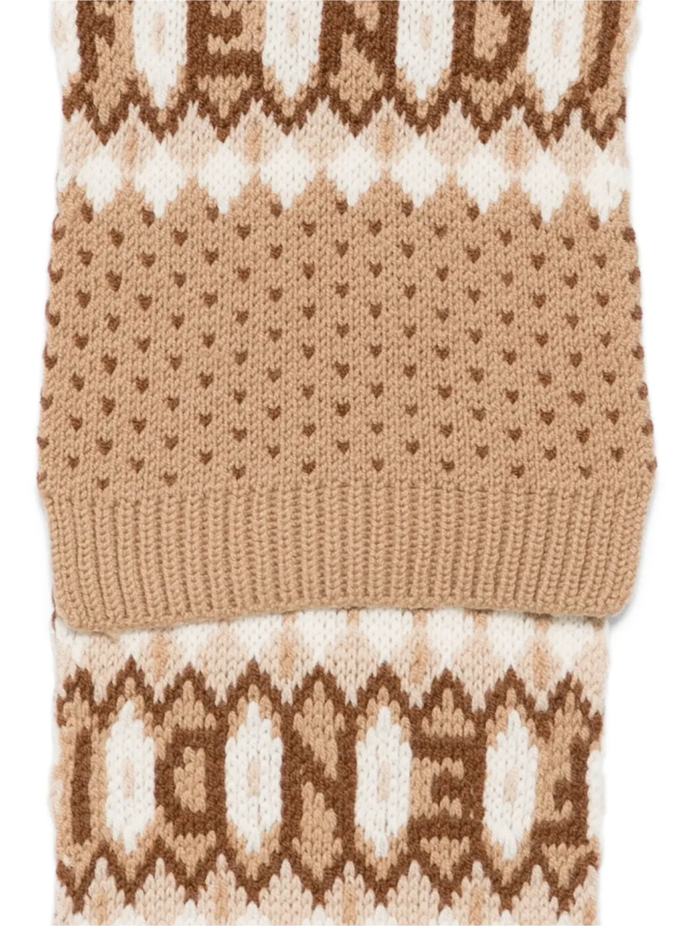 Fendi Scarf Brown Jacquard Wool Scarf In Neutral
