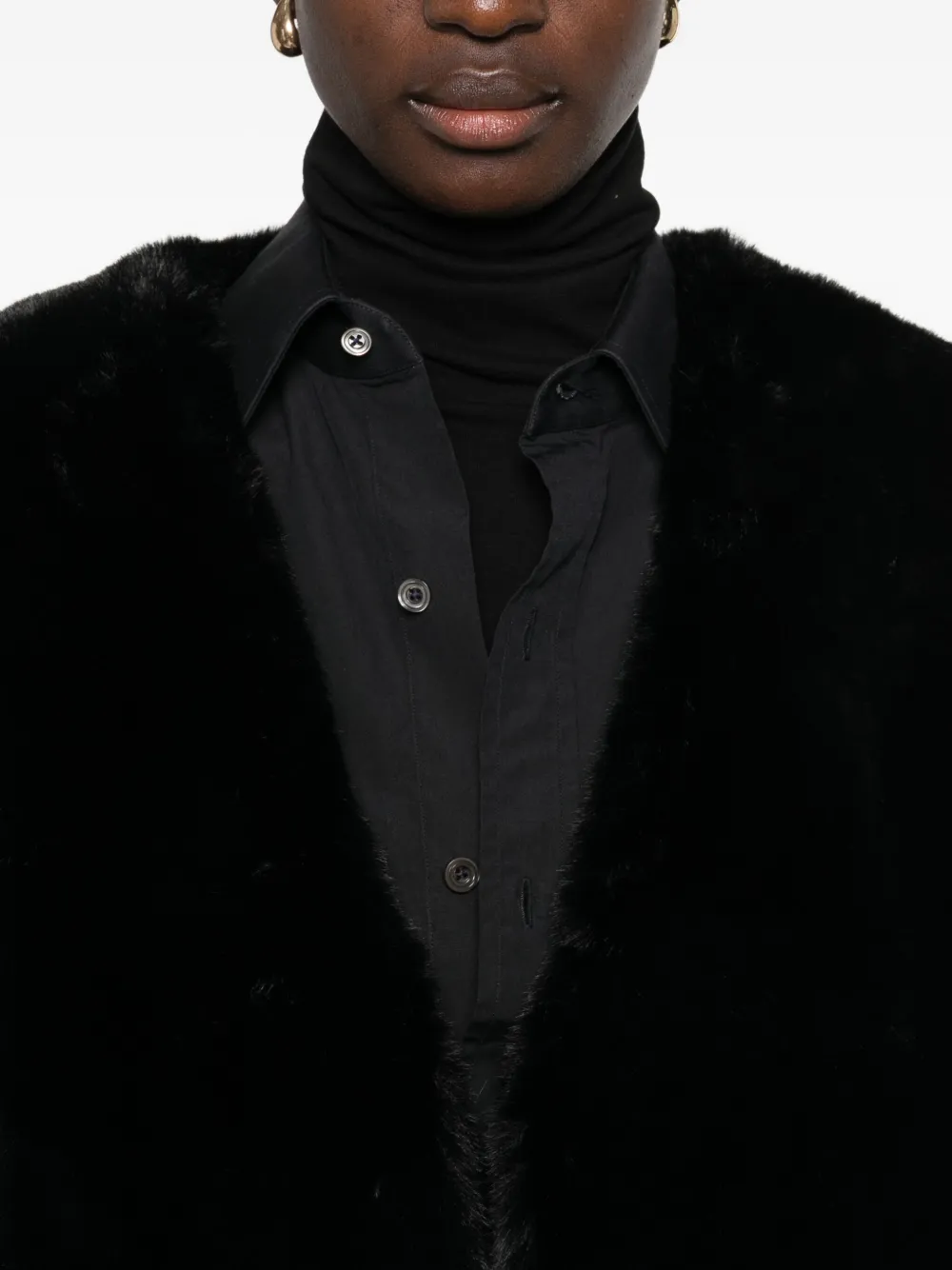 The Frankie Shop Matera Faux Fur Coat In Black