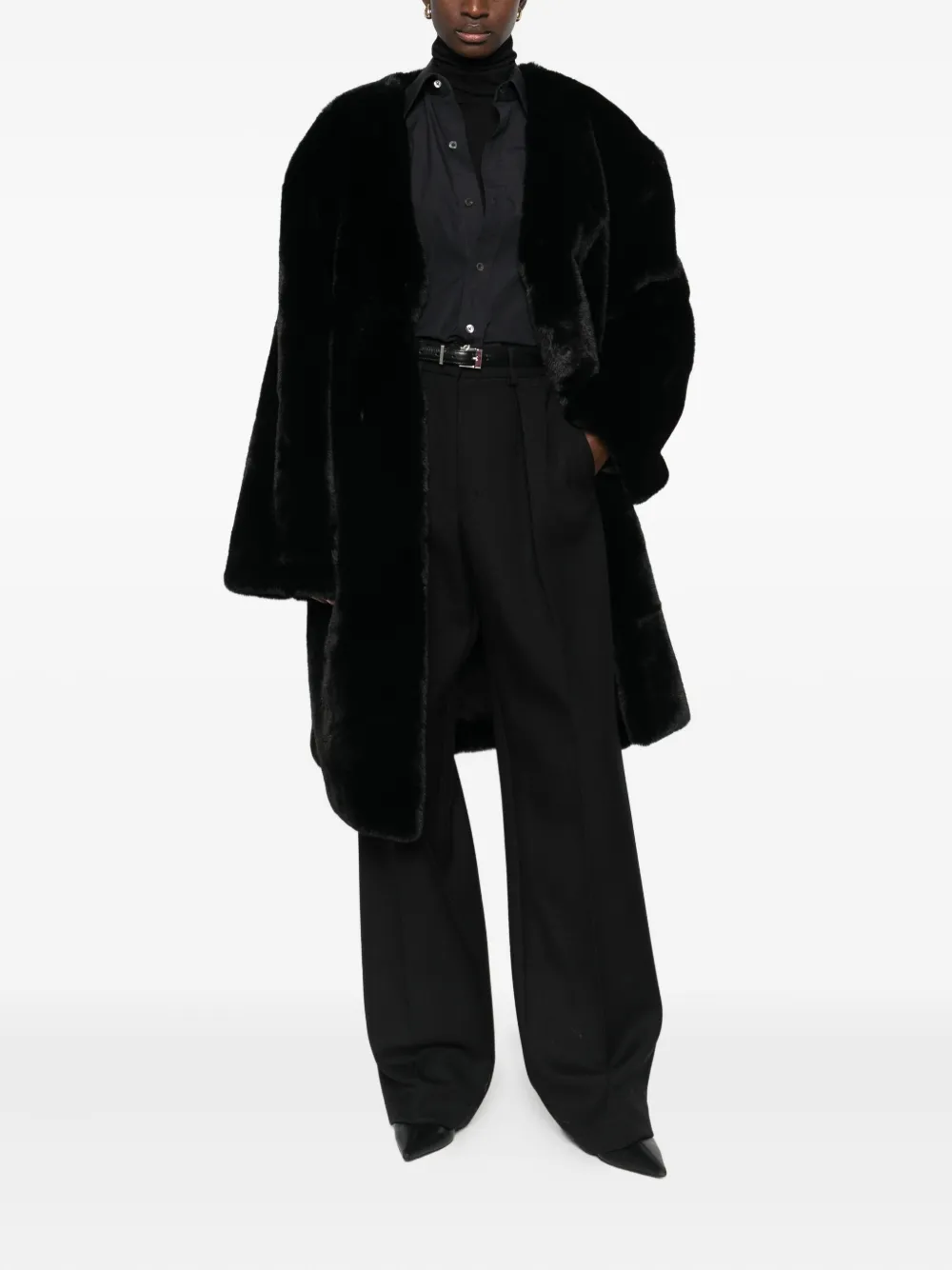 The Frankie Shop Matera Faux Fur Coat In Black