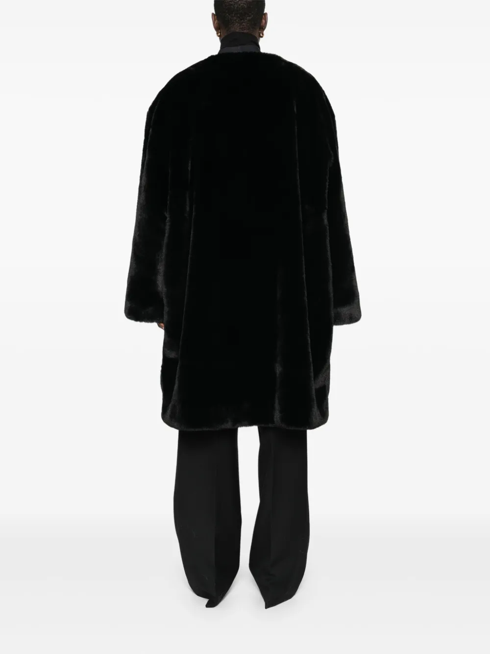 The Frankie Shop Matera Faux Fur Coat In Black