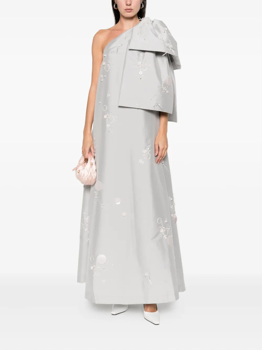 Bernadette Winnie maxi-jurk met borduurwerk - Grijs