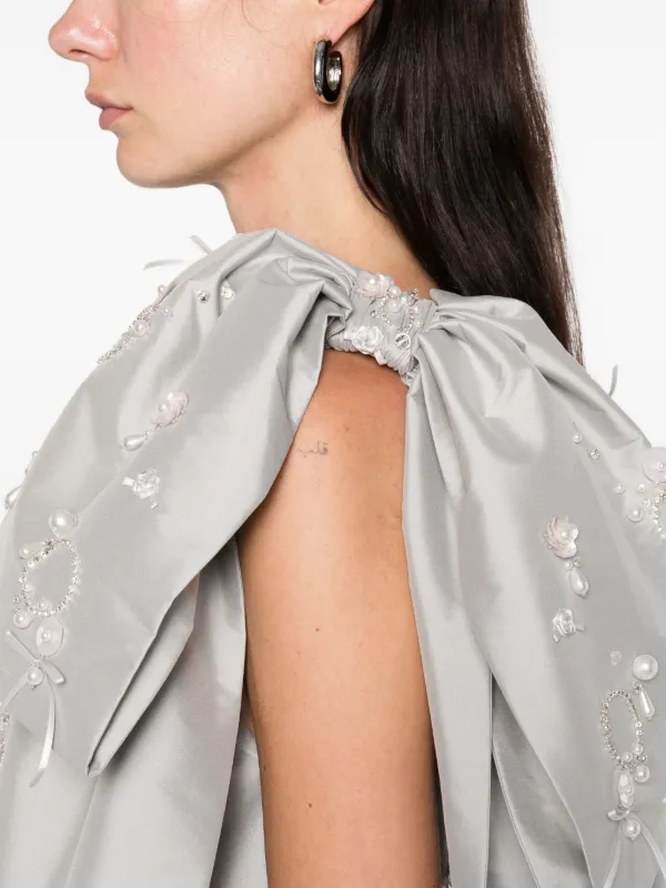 bernadette one shoulder dress BERNADETTE Adrian Bow-embellished One-shoulder Taffeta-trimmed Crepe Mini Dress - Women - Navy Dresses