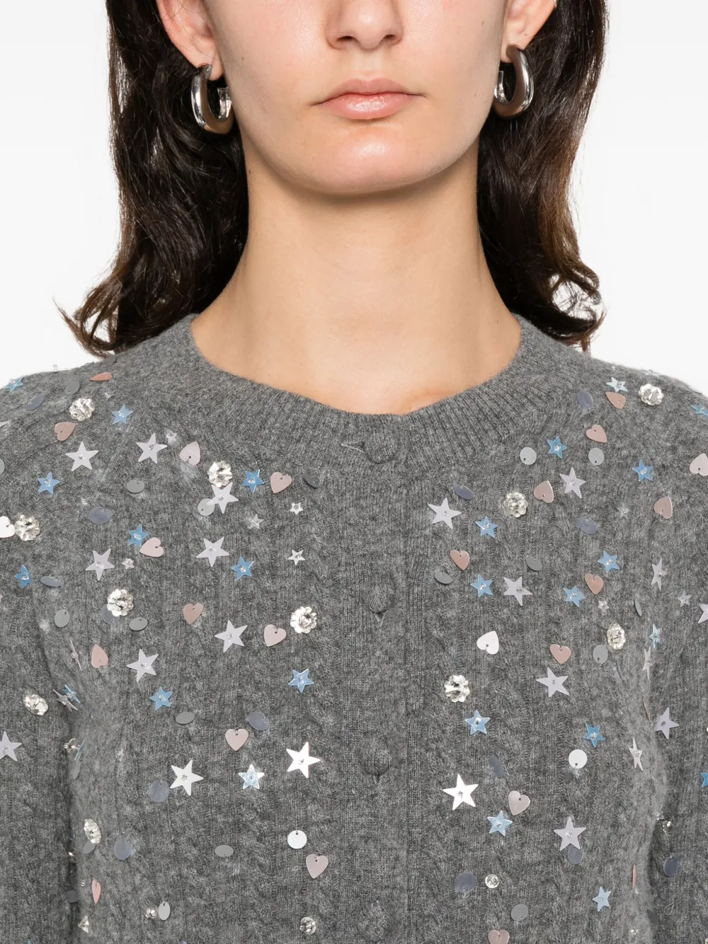 Bernadette Kabelgebreid vest Grijs