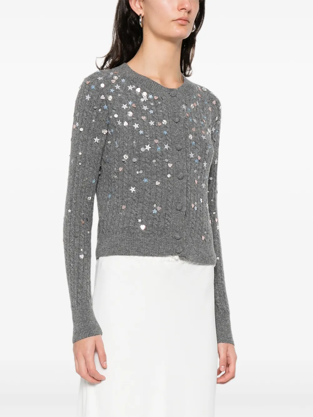  Bernadette Cable-knit Cardigan - Grey 