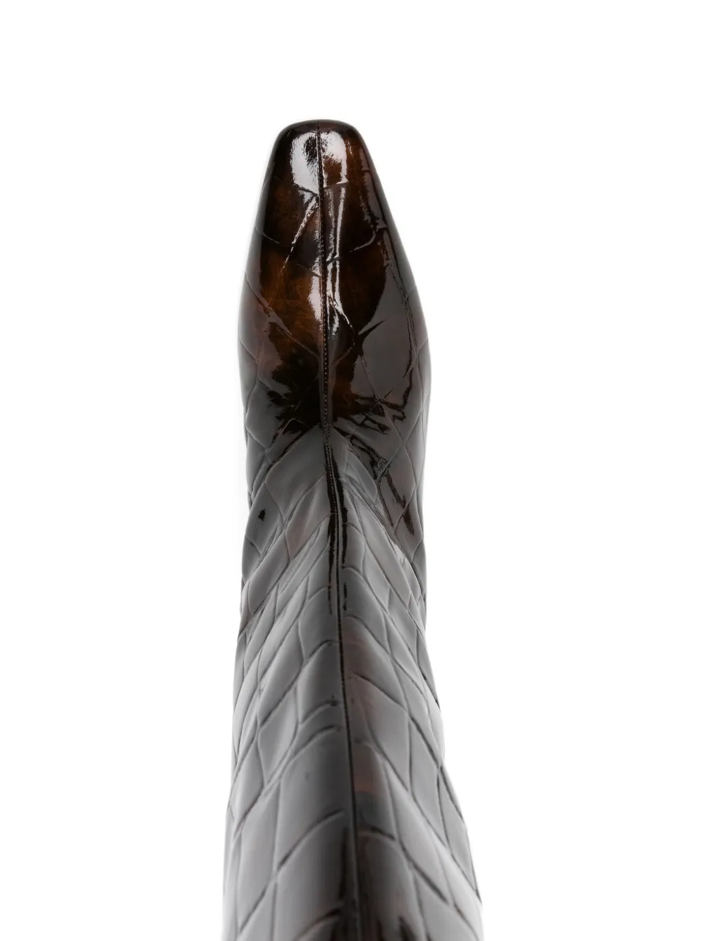 Retroféte 55mm Taliah Crocodile-effect Knee-high Boots In Brown