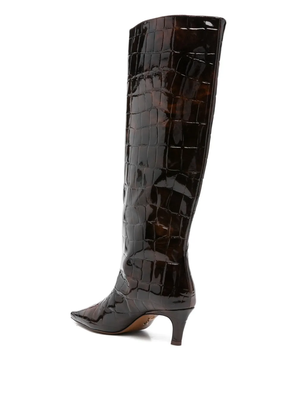 Retroféte 55mm Taliah Crocodile-effect Knee-high Boots In Brown