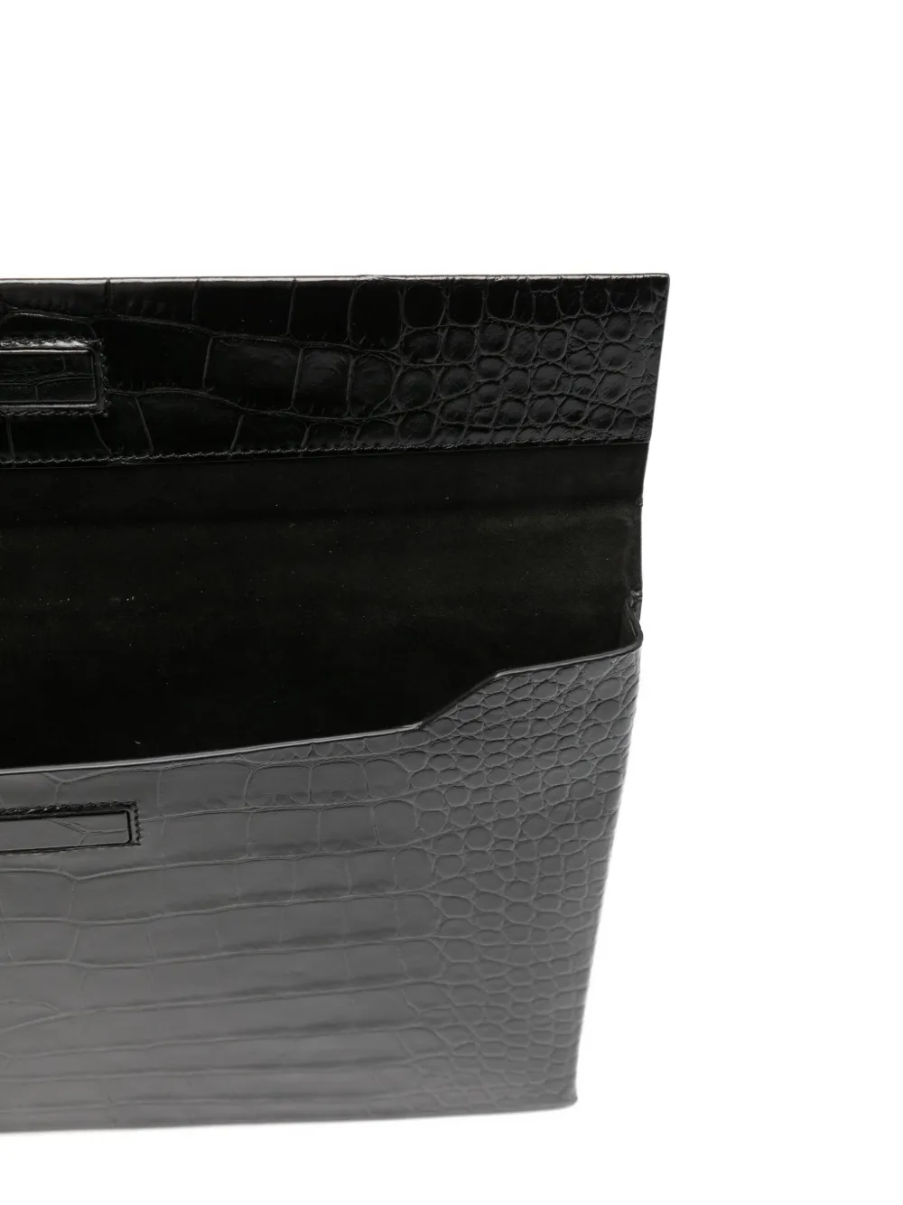 TOM FORD Documenthouder met omslag en krokodillen-patroon Zwart