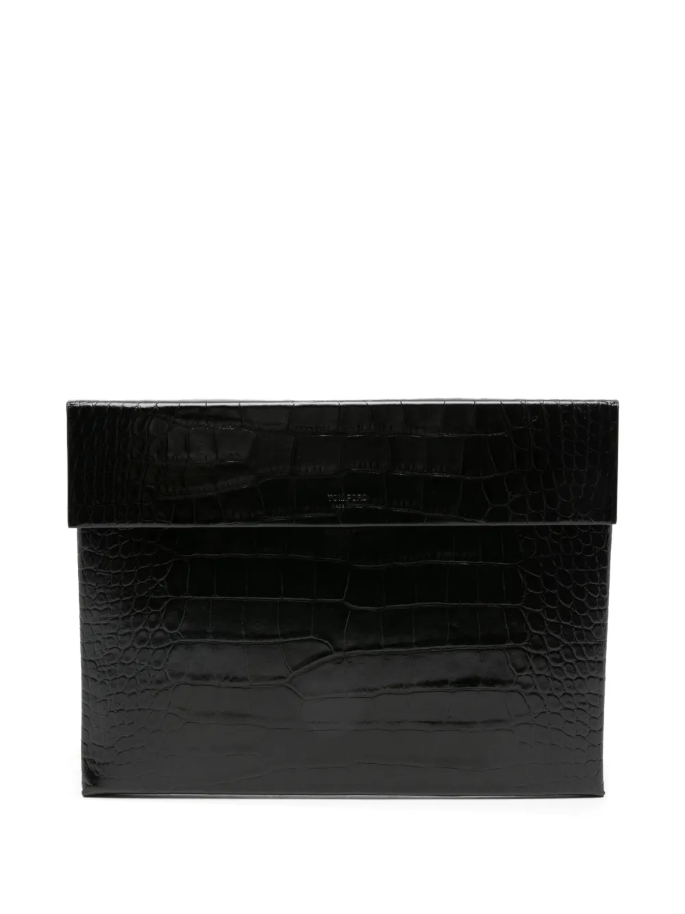 TOM FORD クロコパターン フラップポートフォリオ - ブラック TOM FORD クロコパターン フラップポートフォリオ - ブラック