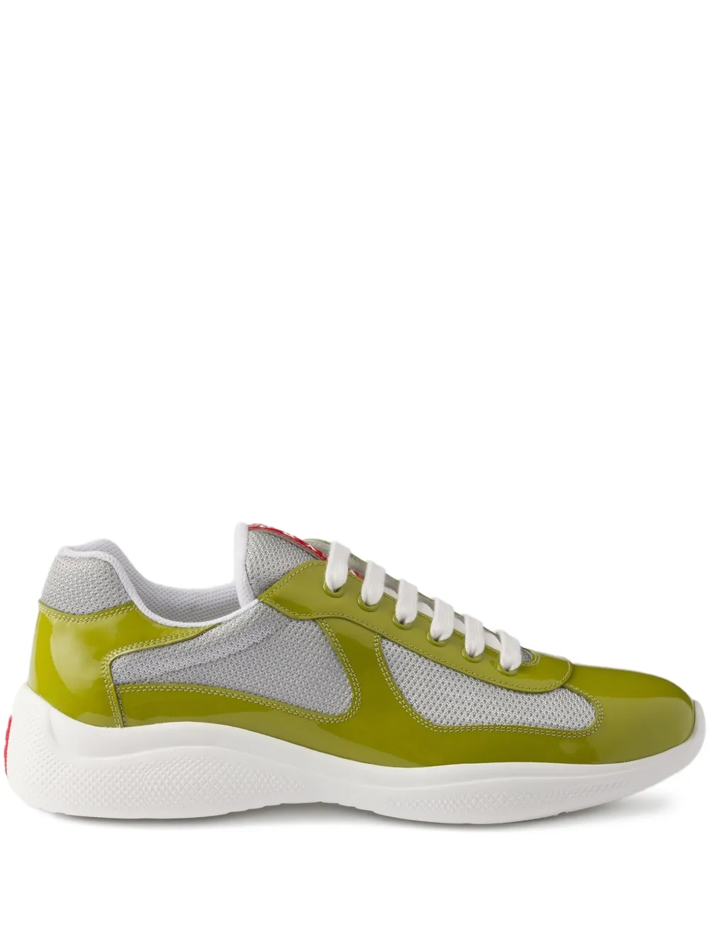 Prada America's Cup Panelled Sneakers In Green