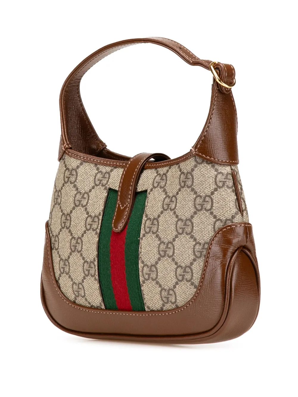 Pre-owned Gucci 2016-2024 Mini Gg Supreme Jackie 1961 Crossbody Bag In Brown