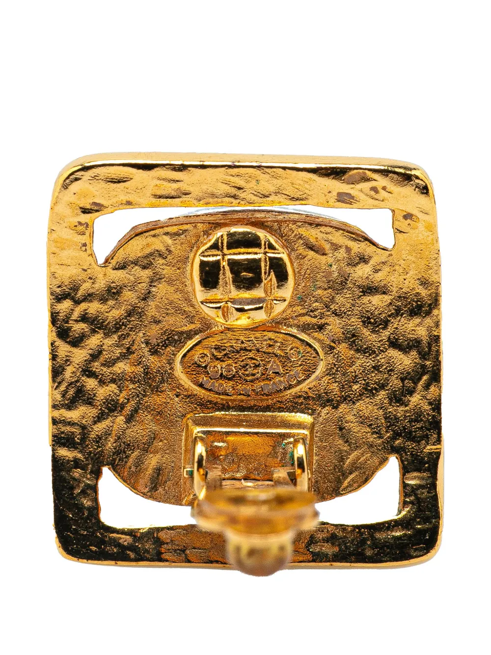 Pre-owned Chanel 1998 Gold Plated And Silver Square Bead Clip On Earrings Costume Earrings