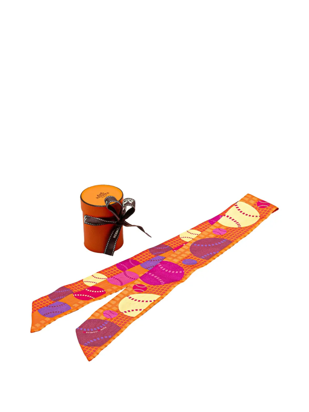 Pre-owned Hermes 20th Century Balles De Tennis Silk Twilly Scarf Scarves