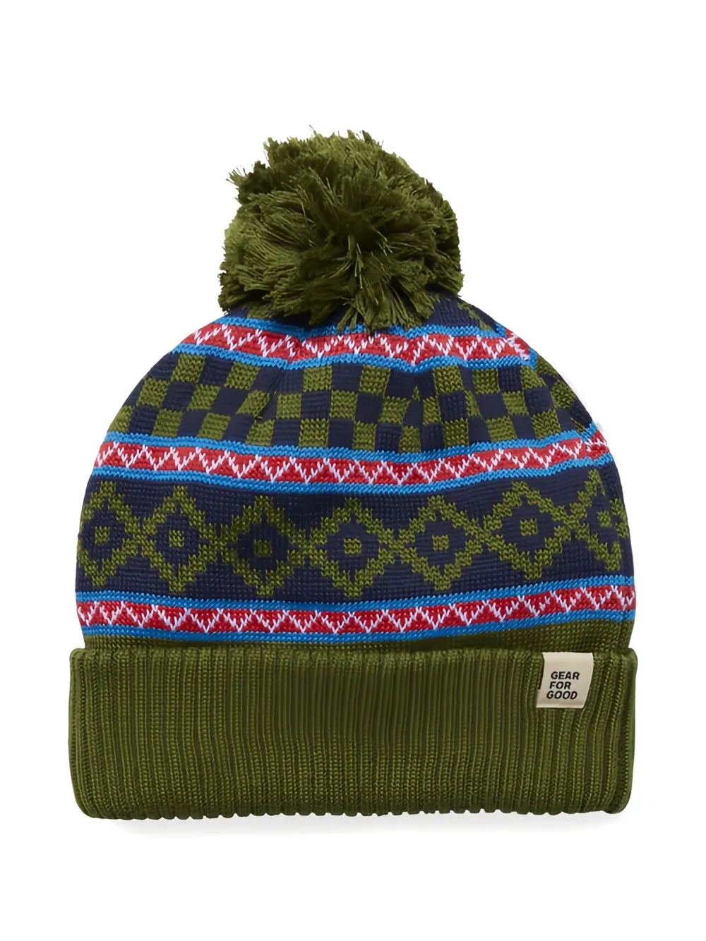 COTOPAXI pompom-detail patterned beanie | Green | Image 1