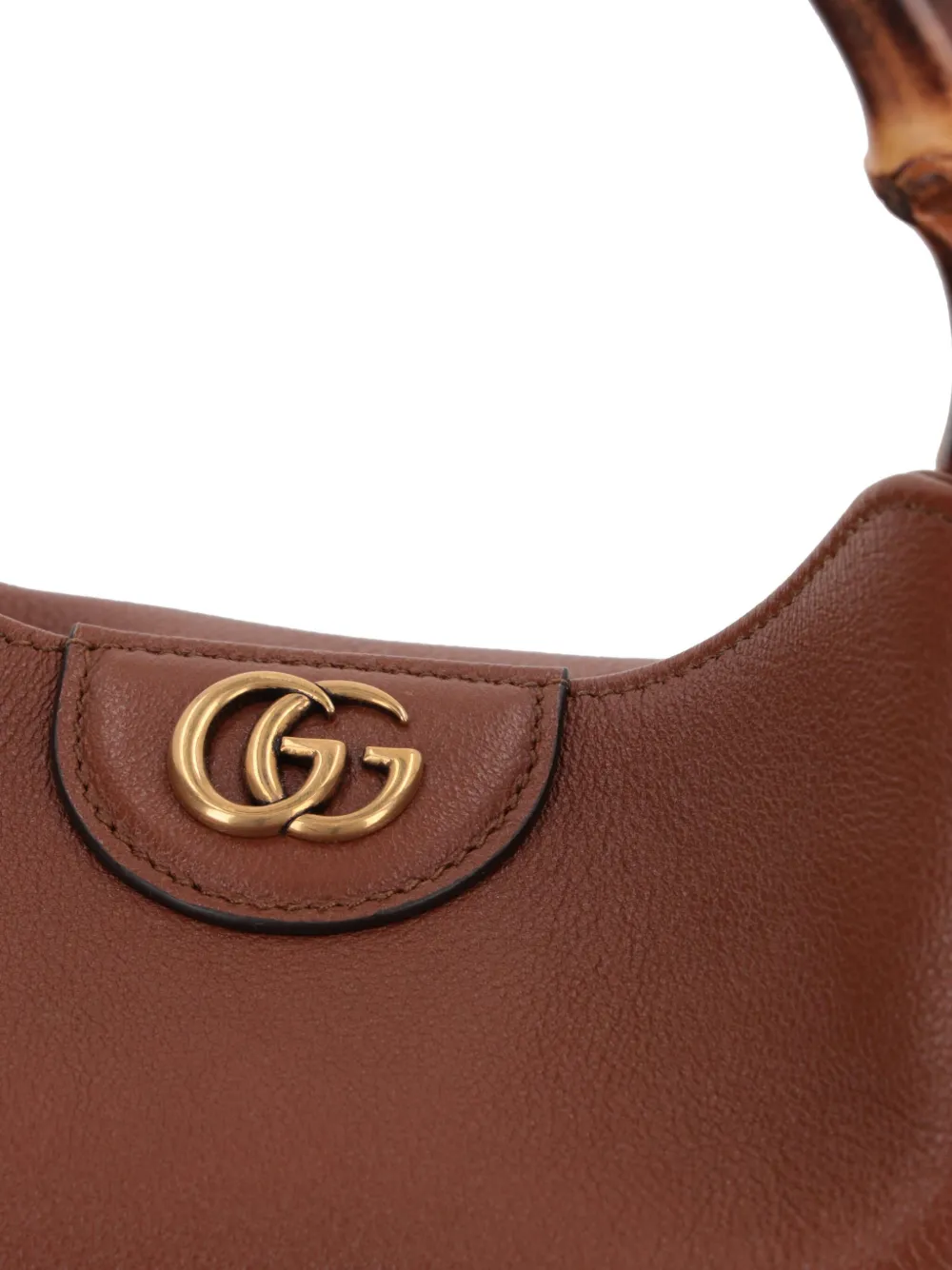 Gucci Diana kleine kalfsleren shopper met bamboe handgreep Bruin
