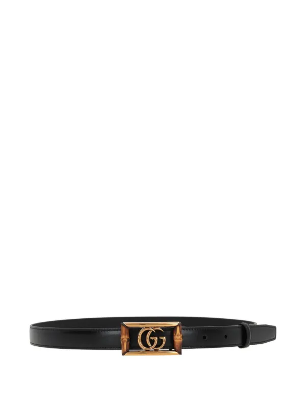 GUCCI バンブー風バックル レザーベルト Gucci バンブーディテール レザーベルト | ブラック | FARFETCH JP
