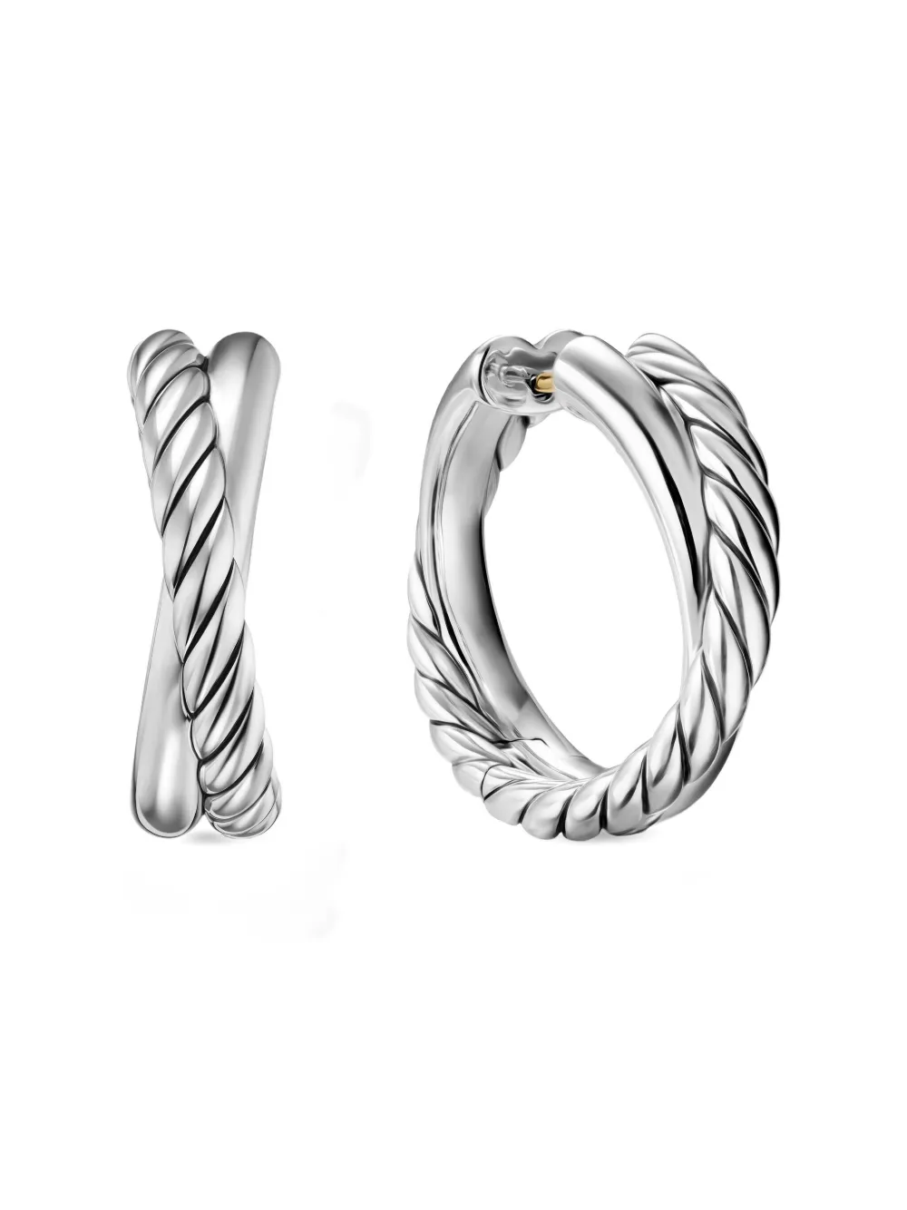 David Yurman Sterling Silver Cable Hoop Earrings In Metallic